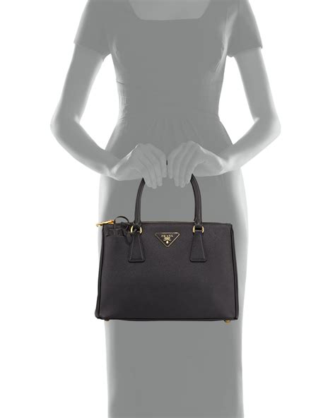 prada saffiano double zip tote black|prada saffiano lux tote small.